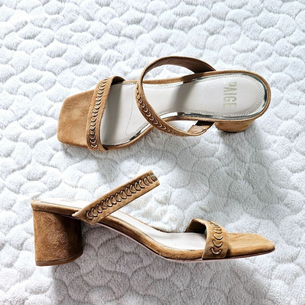 Paige leather suede sandals heeled 7.5 casual